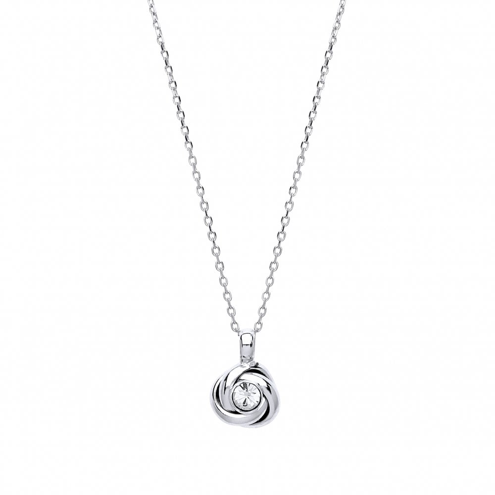 Silver CZ Knot Pendant Necklace