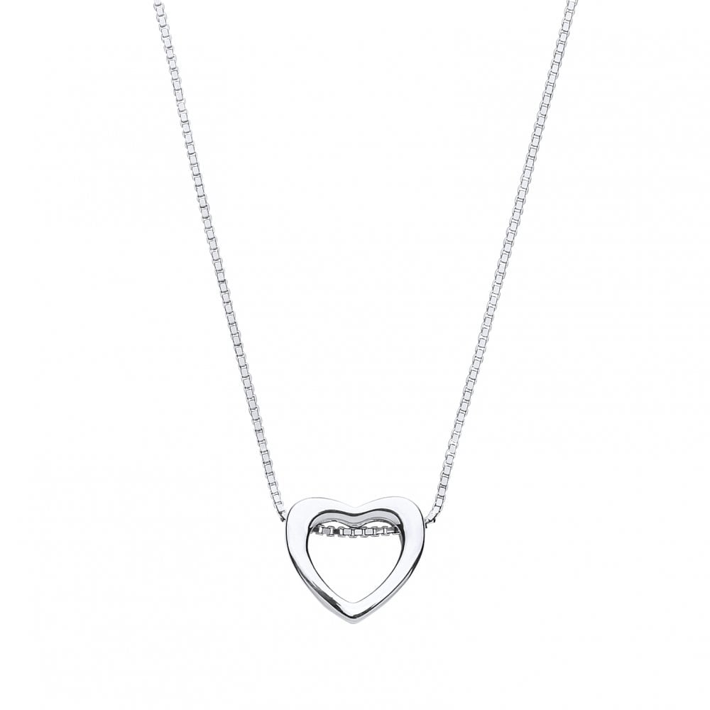925 Sterling Silver Fancy Necklace With 925 Sterling Silver Polished Heart Pendant