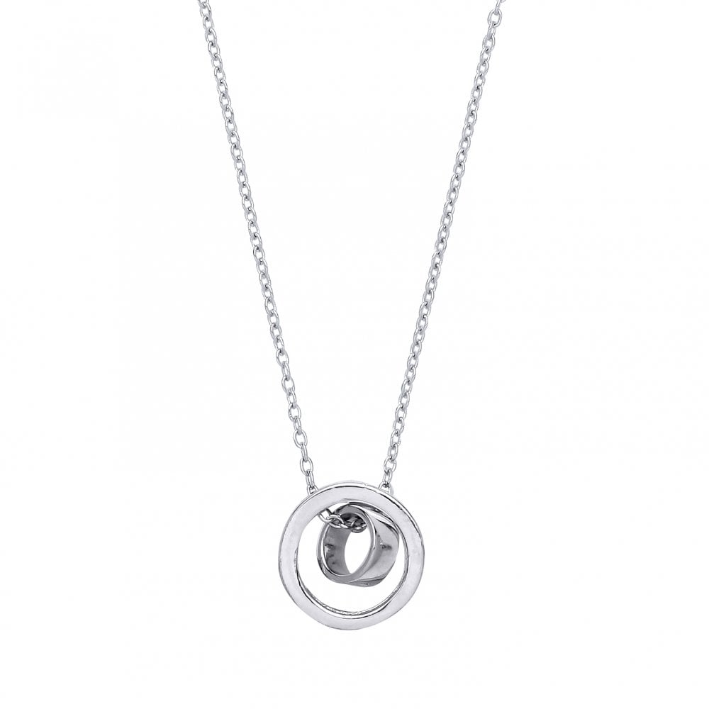 925 Sterling Silver Double Circle Pendant With Chain