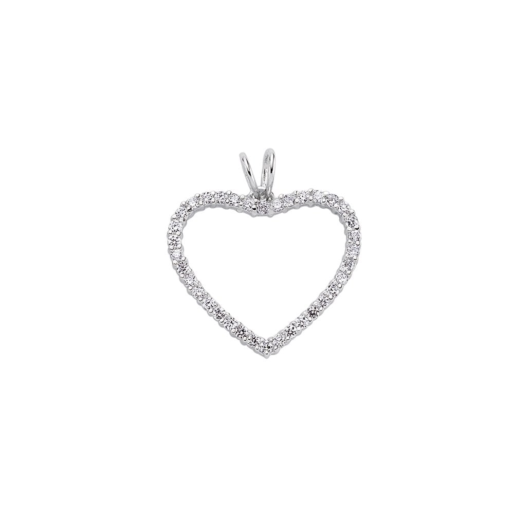 925 Sterling Silver CZ Heart Pendant