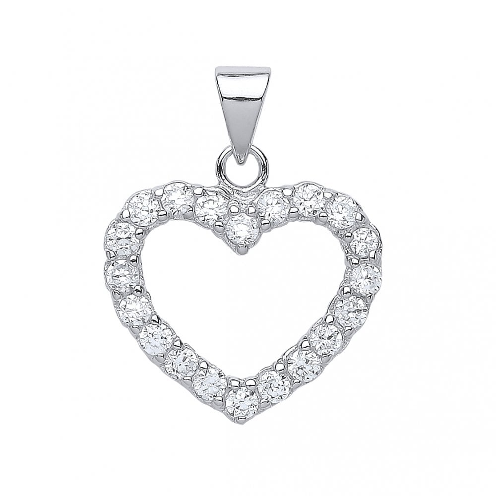 925 Sterling Silver CZ Heart Pendant