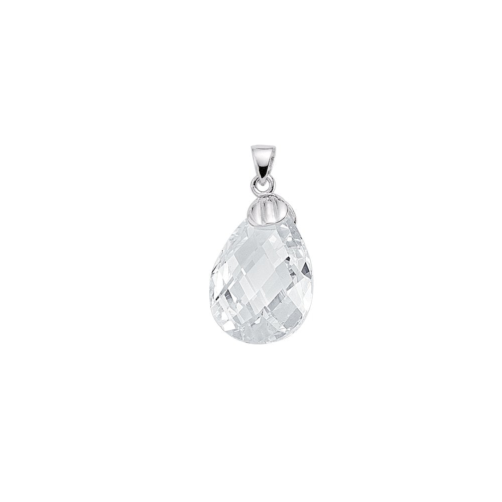 925 Sterling Silver CZ Tear Drop Shape Pendant