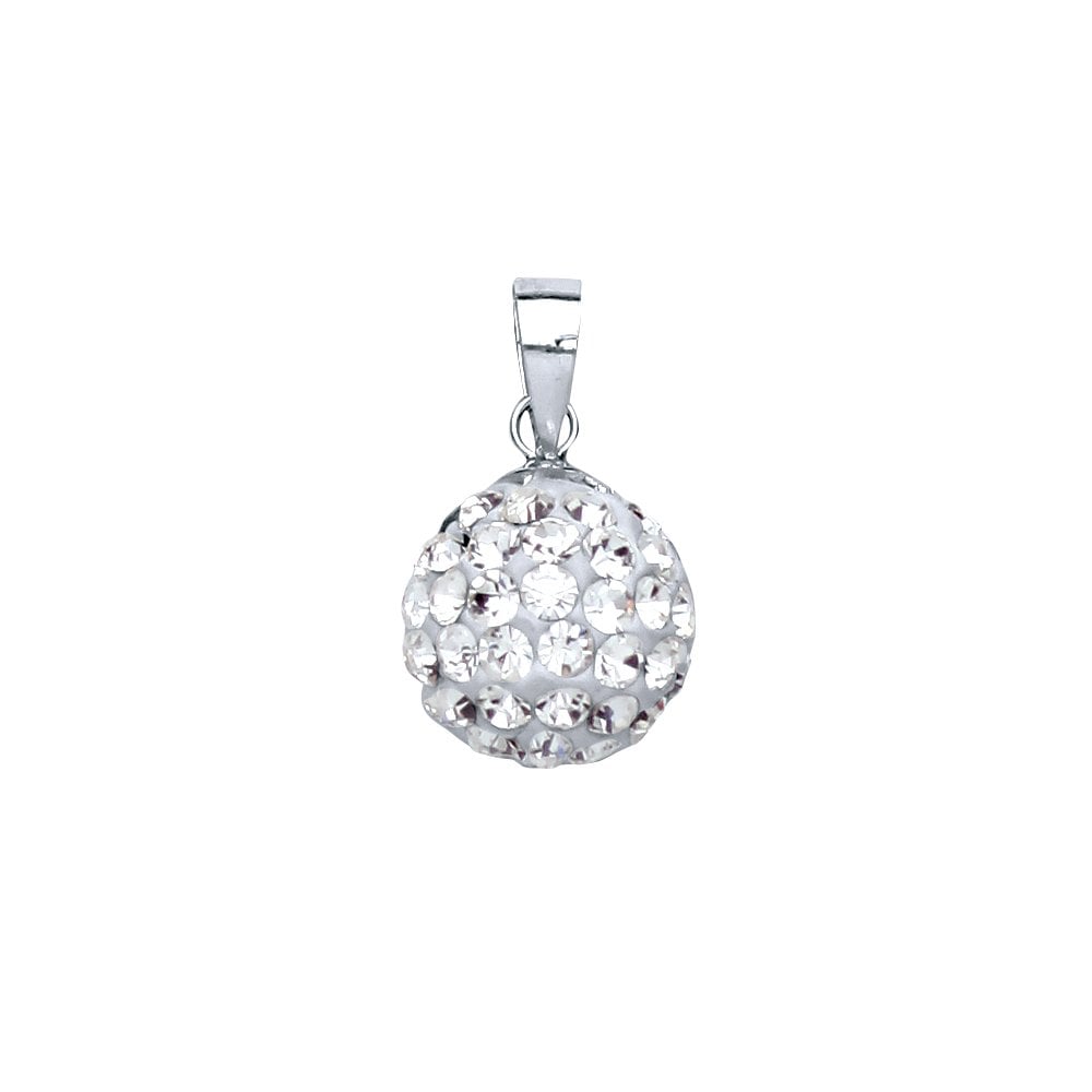 925 Sterling Silver White Crystal Dome Pendant - 9mm