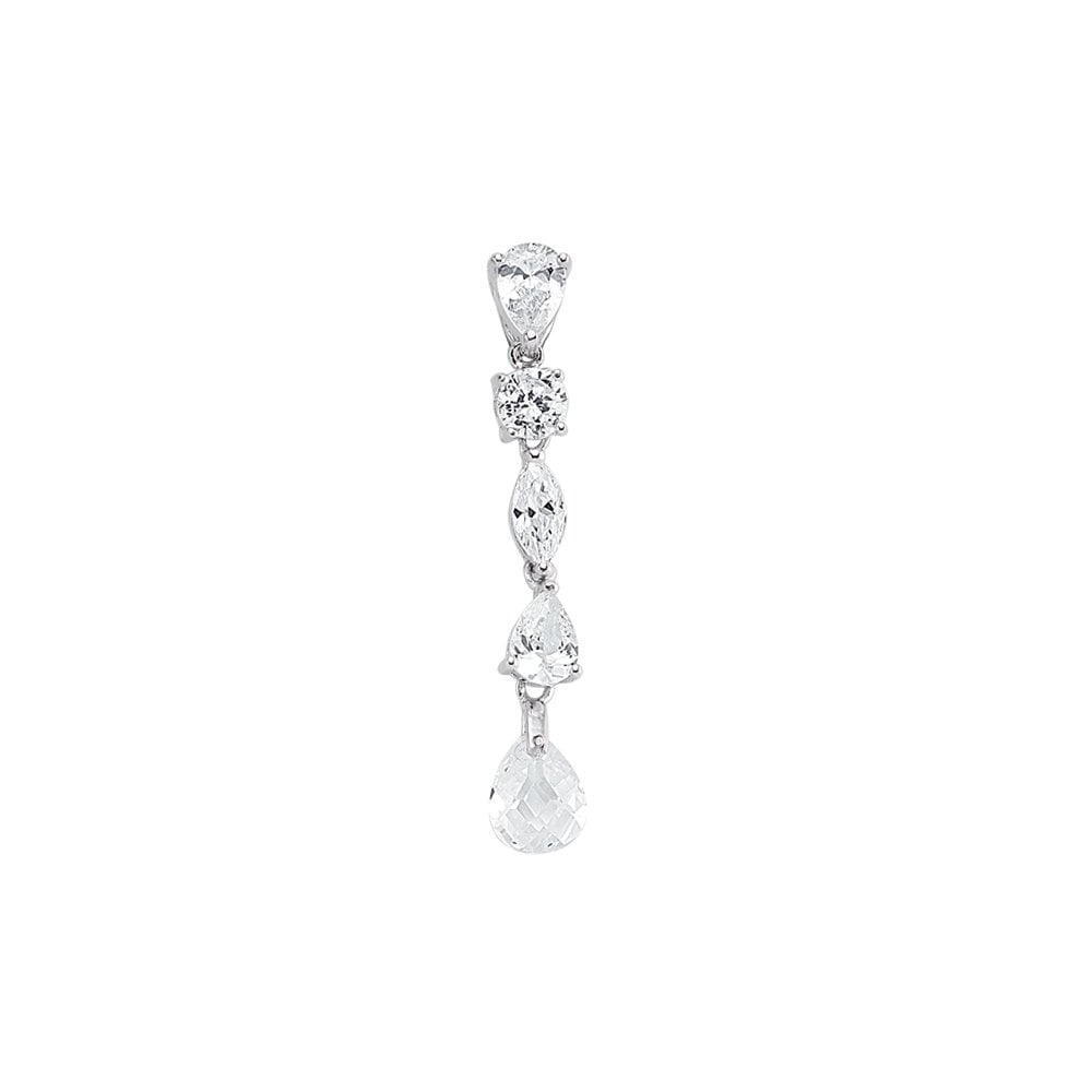925 Sterling Silver Cubic Zirconia 5 Drop Claw Set Dress Pendant