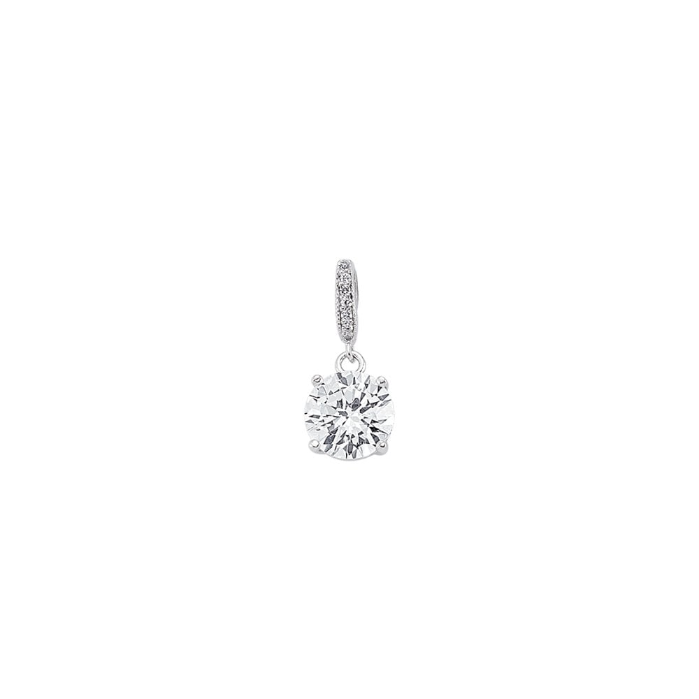 925 Sterling Silver CZ Round Drop Clawset Pendant
