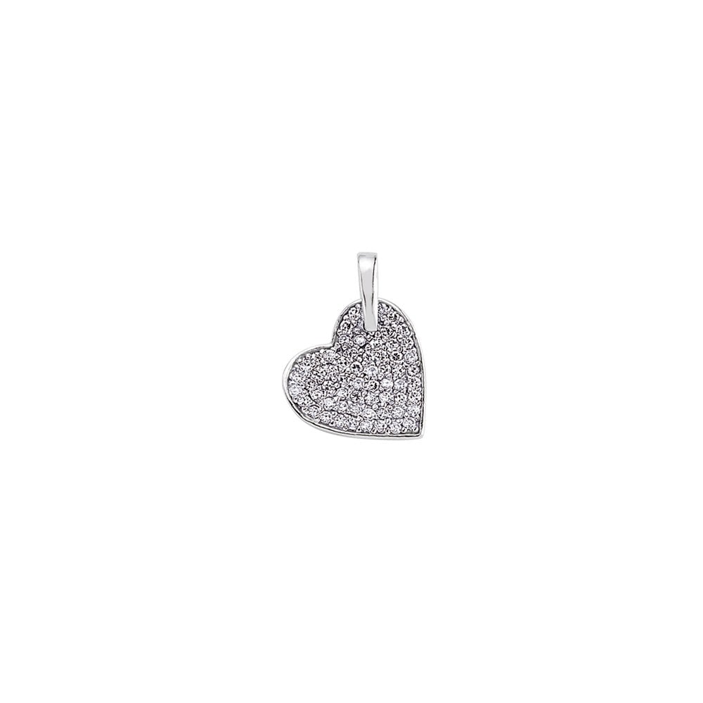 925 Sterling Silver CZ Micro Pave Heart Pendant