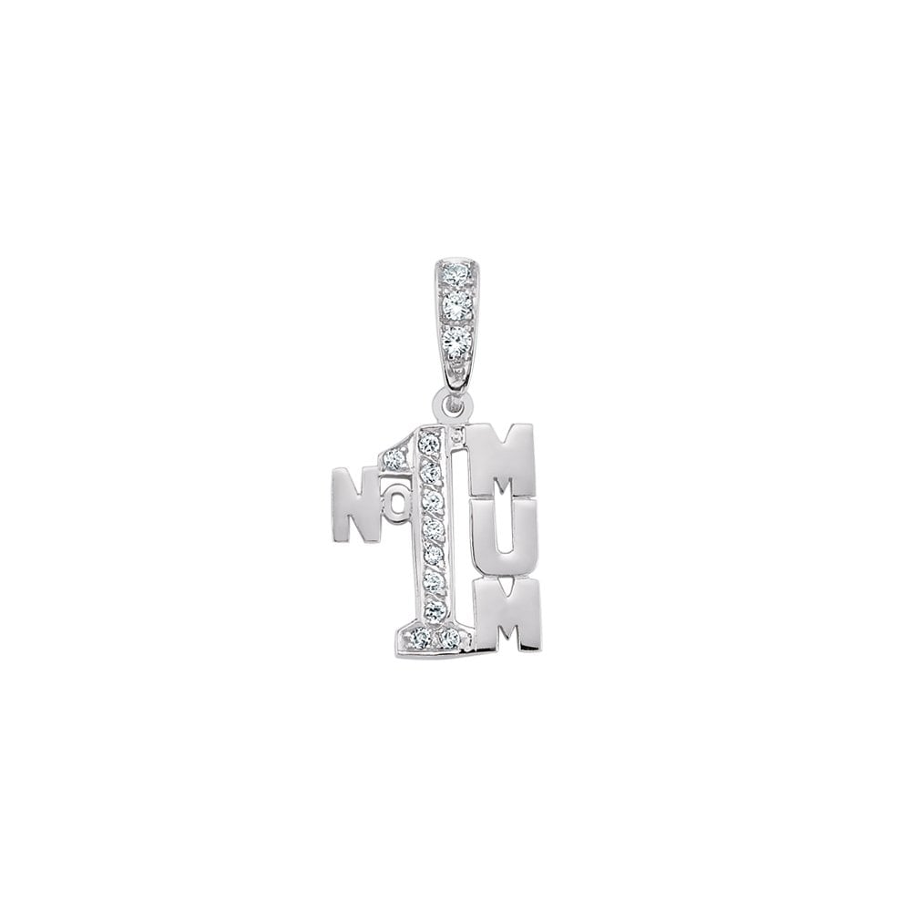 925 Sterling Silver 'No1' Mum CZ Pendant