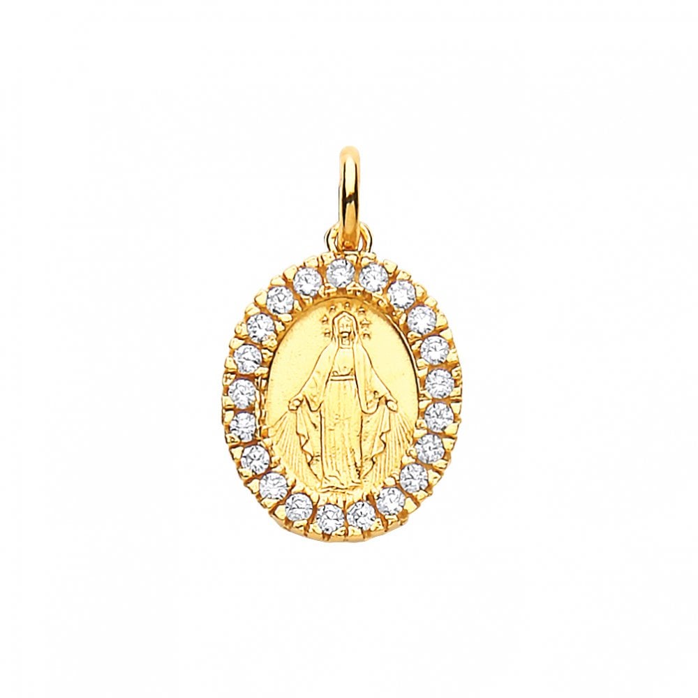 Gold Plated Cubic Zirconia Madonna Pendant