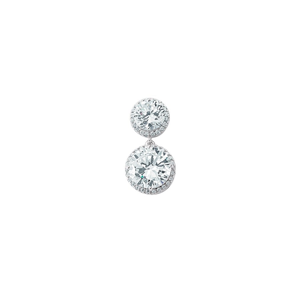 925 Sterling Silver Cubic Zirconia Double Halo Dangle Pendant