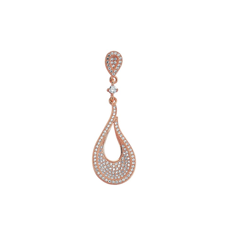 925 Sterling Silver Rose Gold Plated Cubic Zirconia Drop Pendant