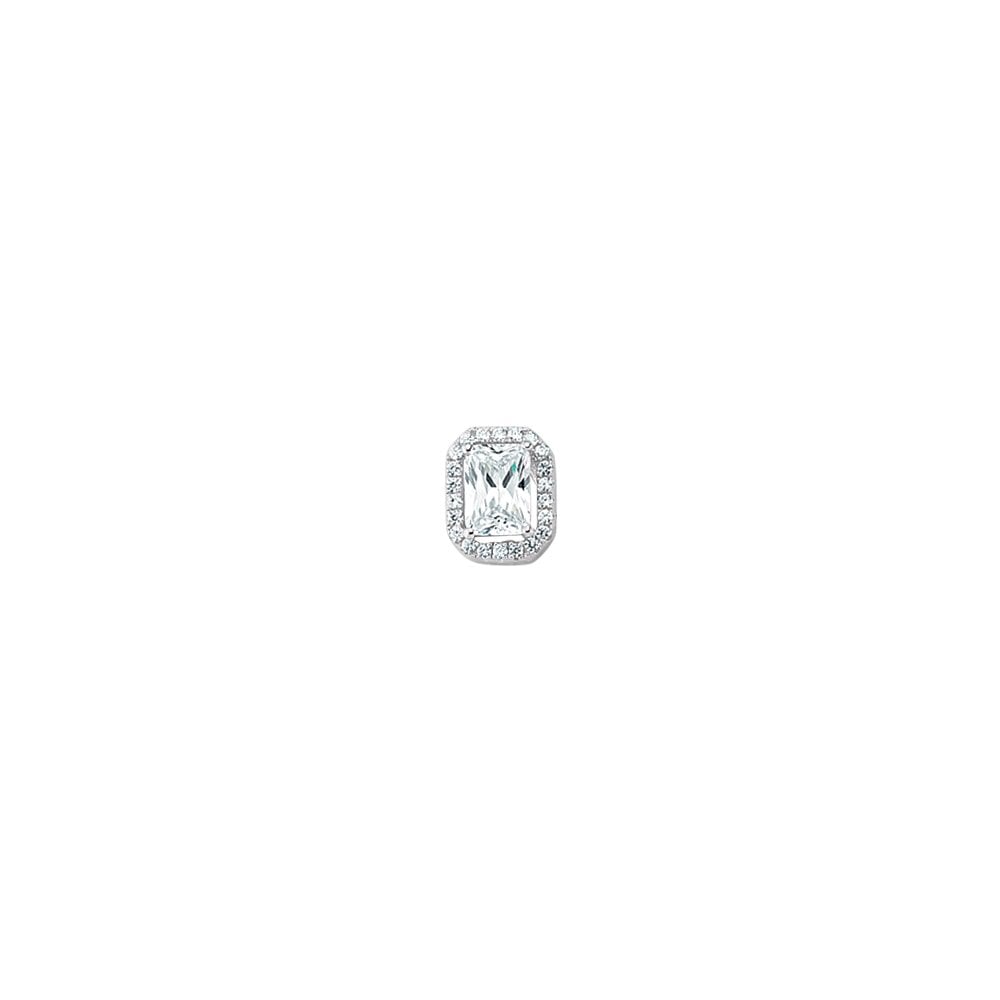 925 Sterling Silver Cubic Zirconia Emerald-Cut Micro Pavé Pendant