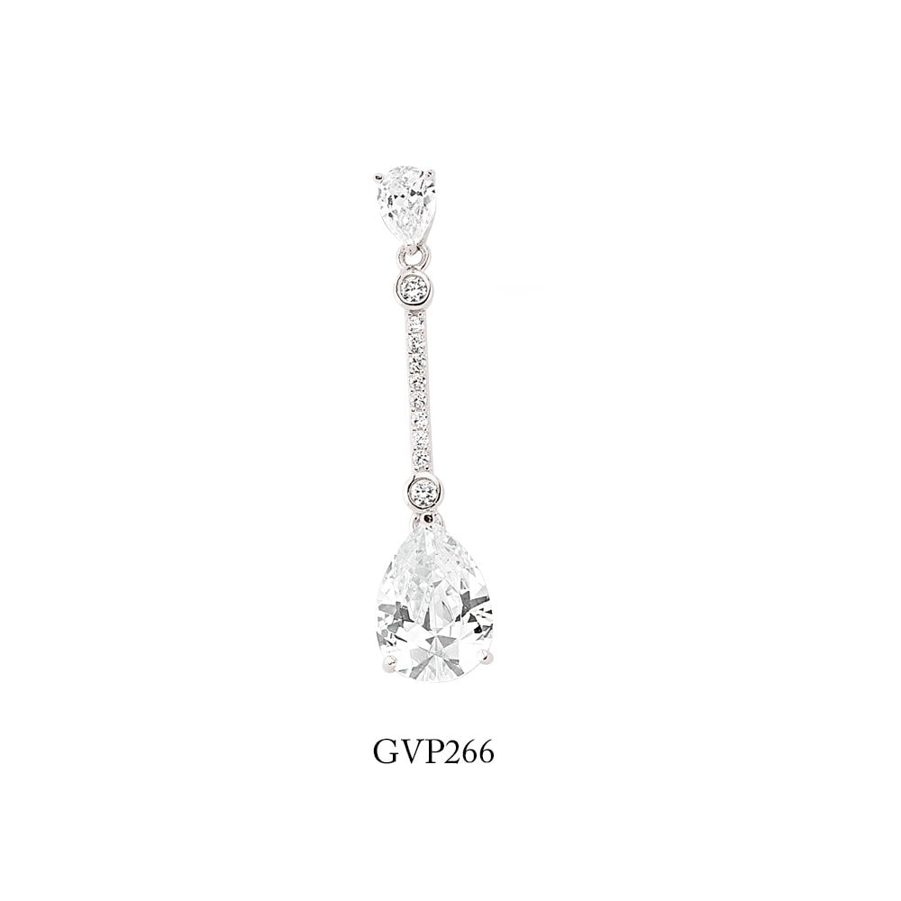 Silver Cubic Zirconia Pear Drop Pendant