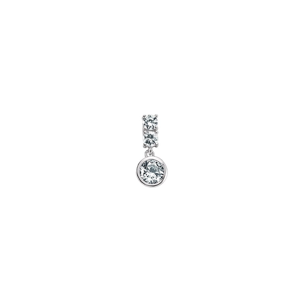 925 Sterling Silver Cubic Zirconia Round Drop Pendant
