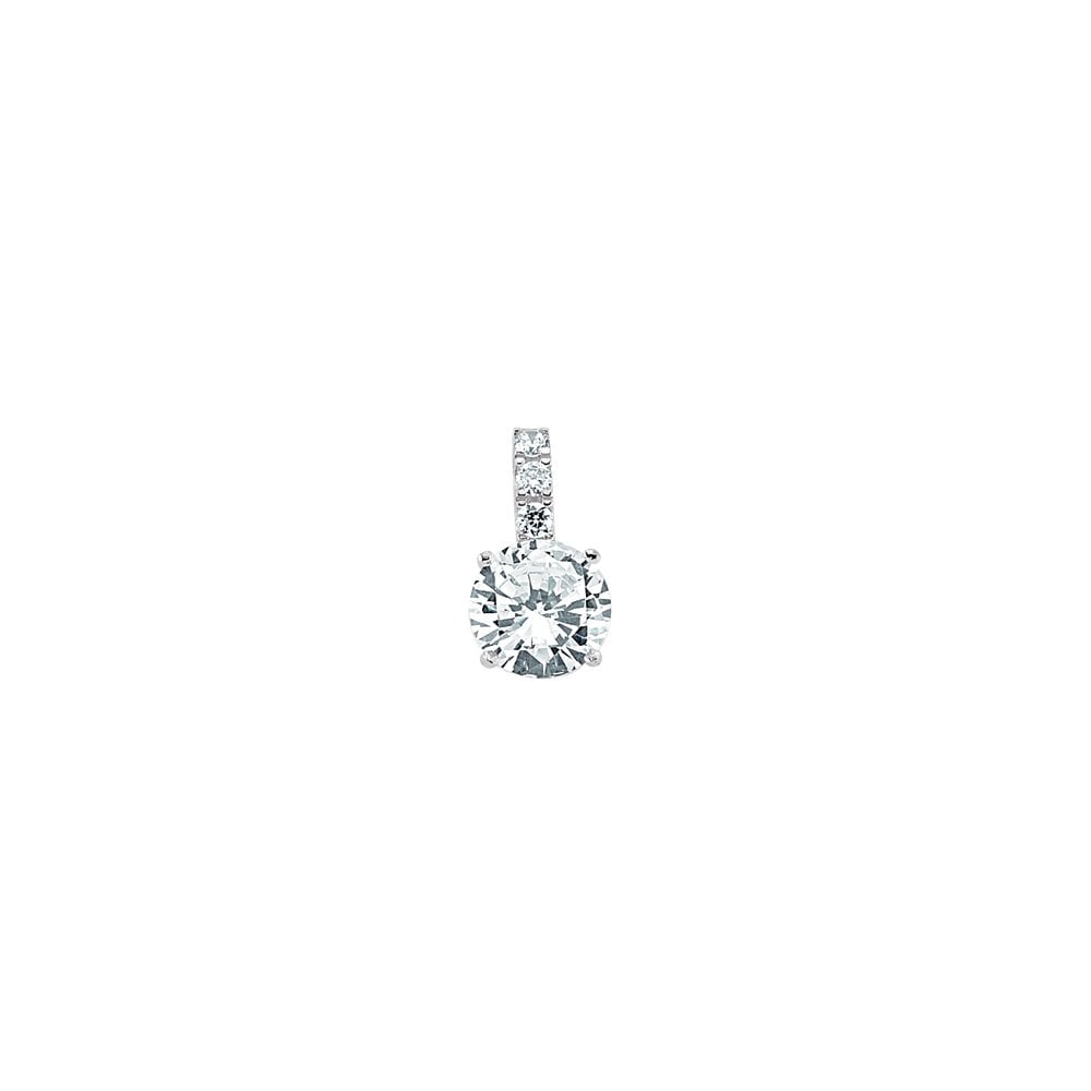 925 Sterling Silver Cubic Zirconia Round Pendant