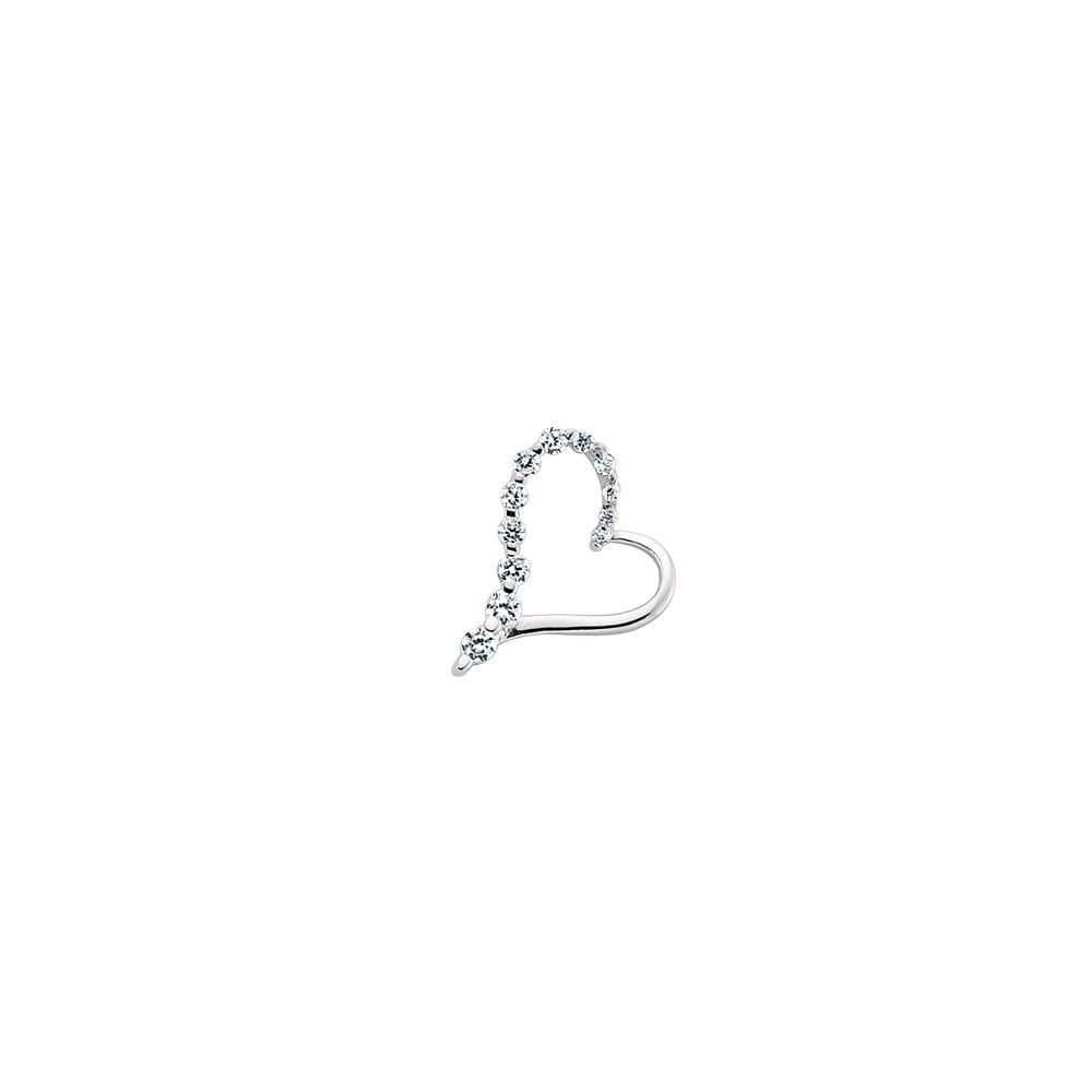 925 Sterling Silver Heart Shaped Pendant with Cubic Zirconia