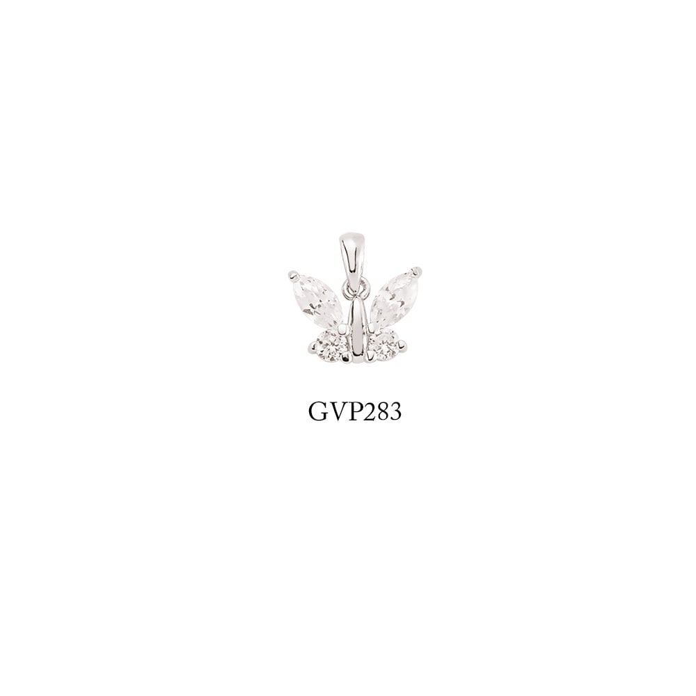 Silver Cubic Zirconia Butterfly Pendant