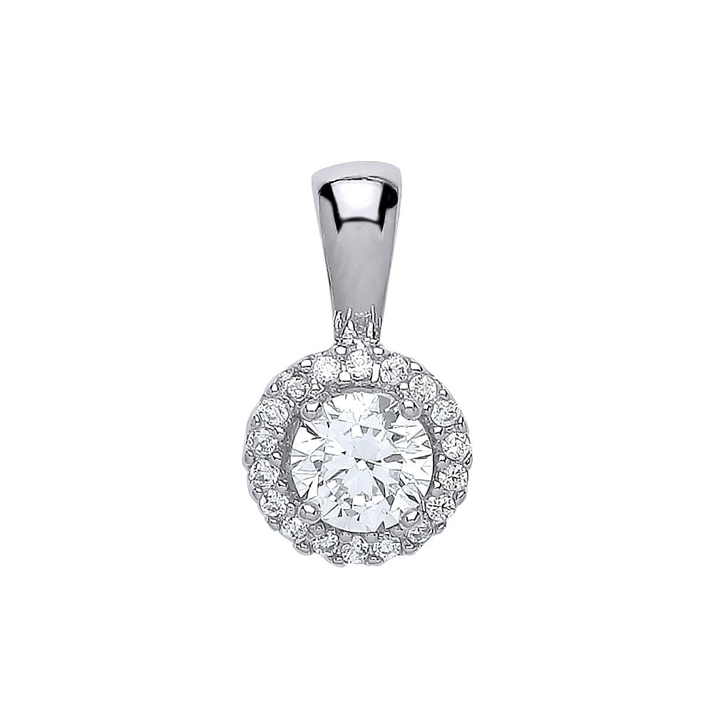 Silver CZ Clear Centre & Cluster Pendant