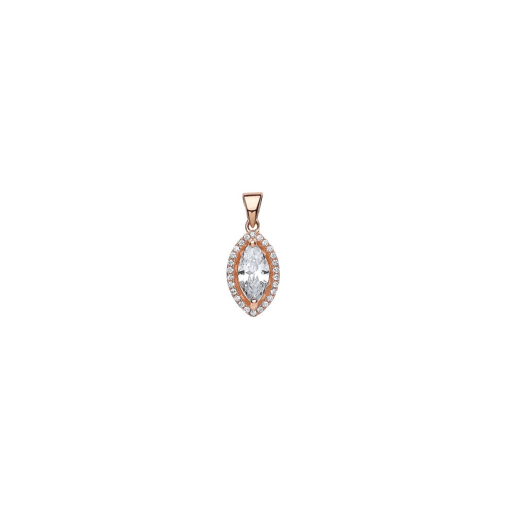 925 Sterling Silver ROSE GOLD PLATED MARQUIS PENDANT