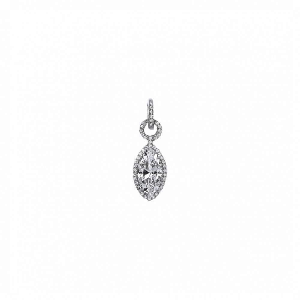 925 Sterling Silver CZ Fancy Drop Pendant