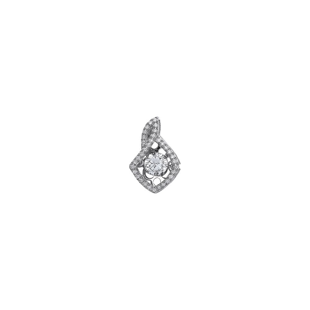 925 Sterling Silver CZ Floating Solitaire Stone Fancy Pendant
