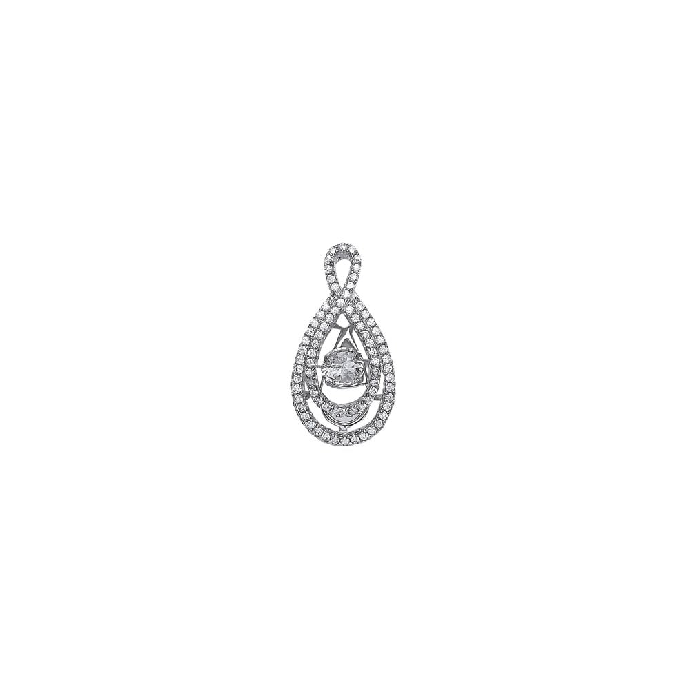 925 Sterling Silver CZ Pave Set Floating Solitaire Stone Fancy Pendant