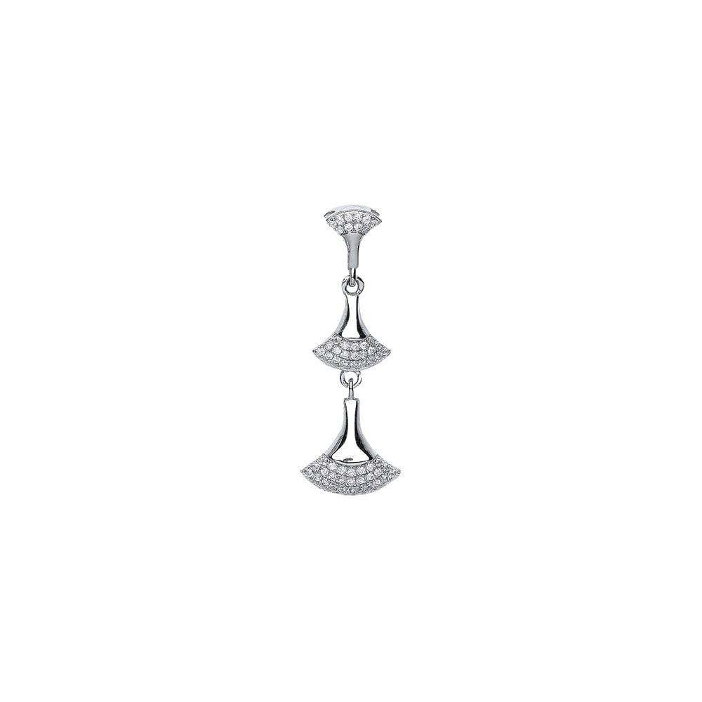 925 Sterling Silver CZ Fancy Drop Pendant