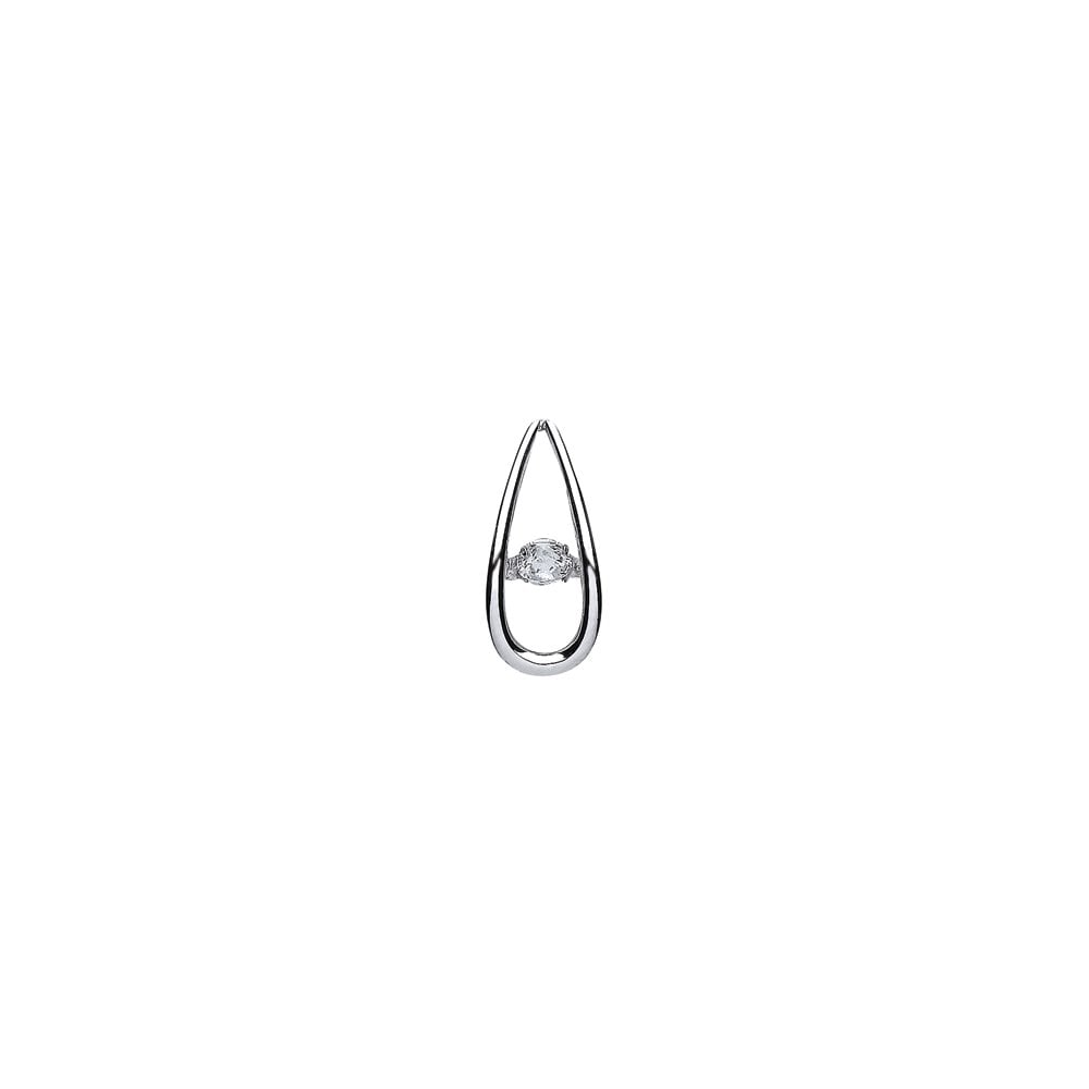 925 Sterling Silver CZ Floating Solitaire Stone Tear Drop Pendant