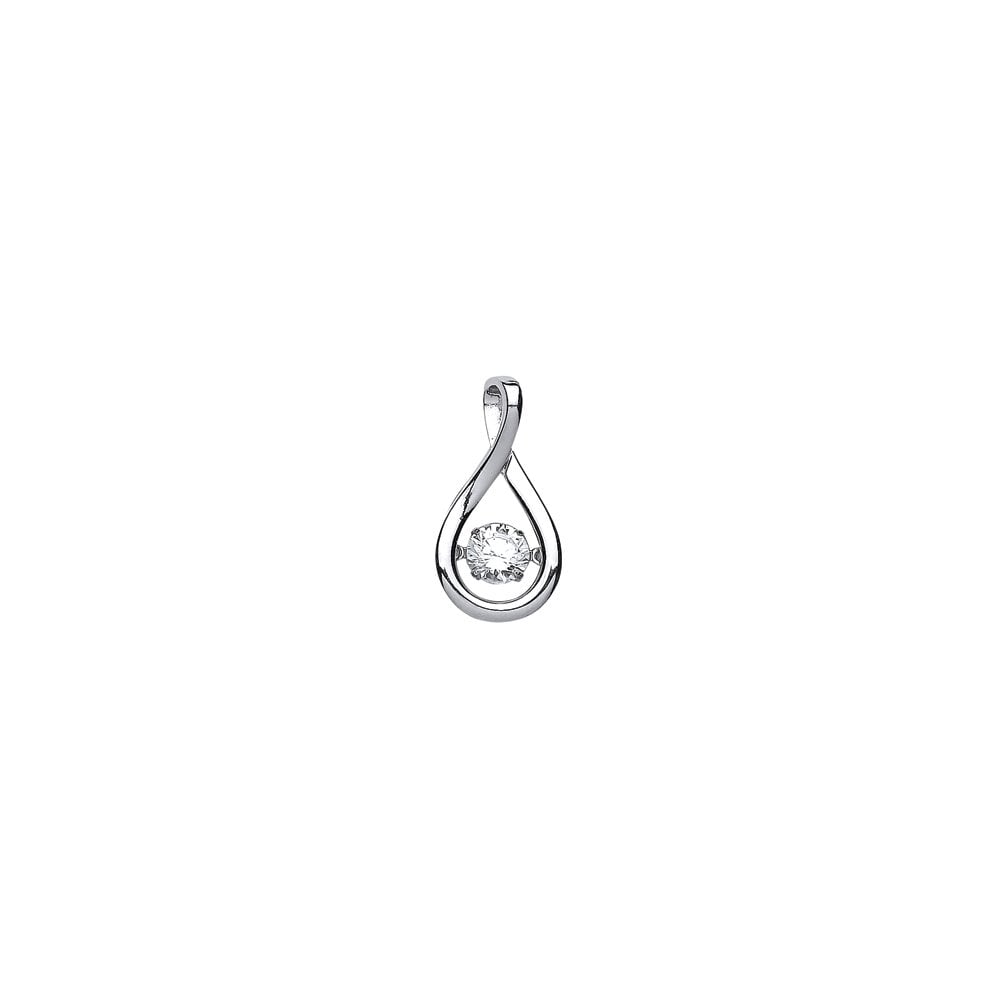 925 Sterling Silver CZ Tear Drop Floating Solitaire Stone Pendant