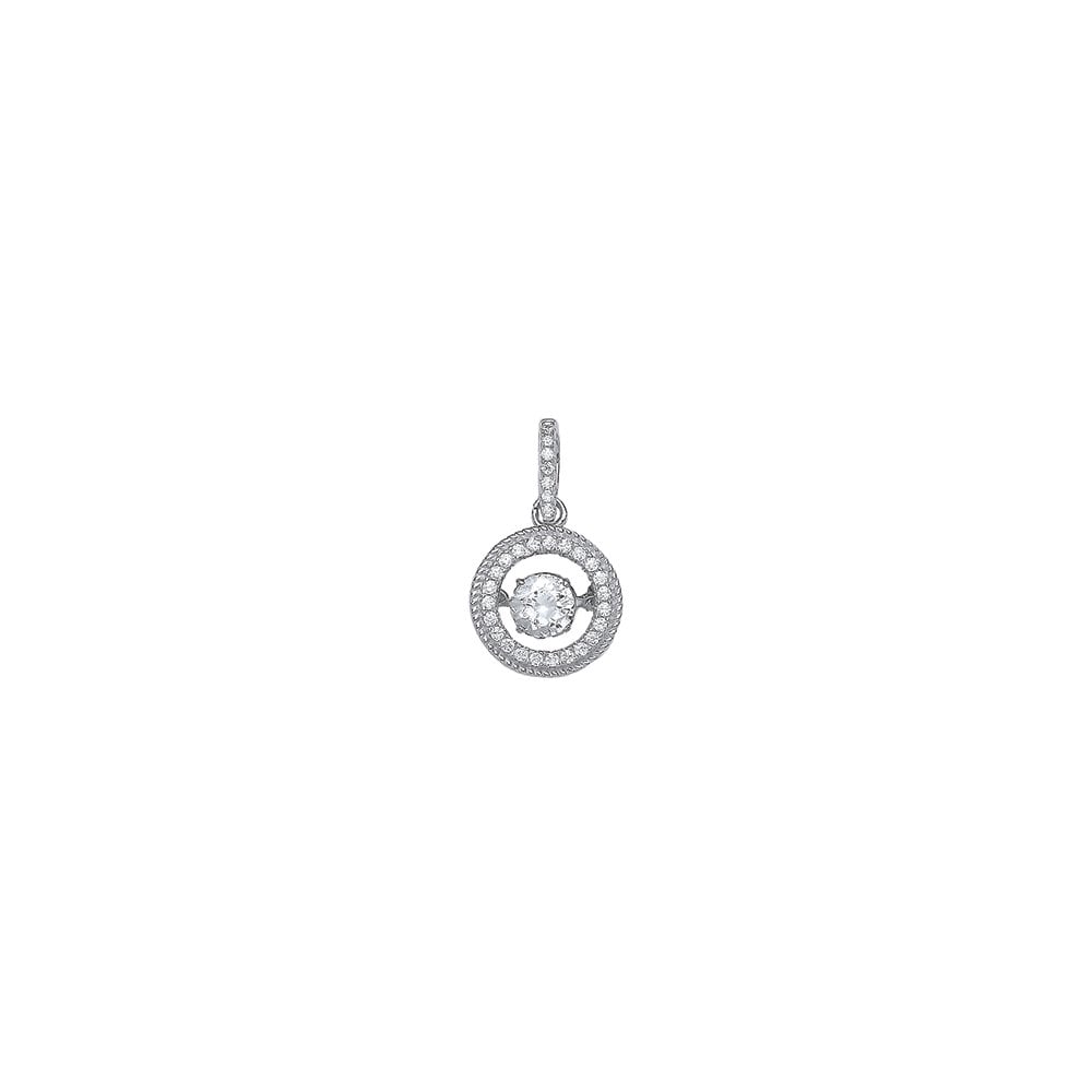 925 Sterling Silver CZ Round Floating Stone Pendant