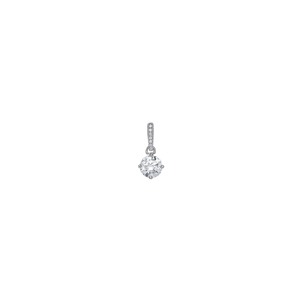 925 Sterling Silver Swarovski Stone Round Claw Set Pendant