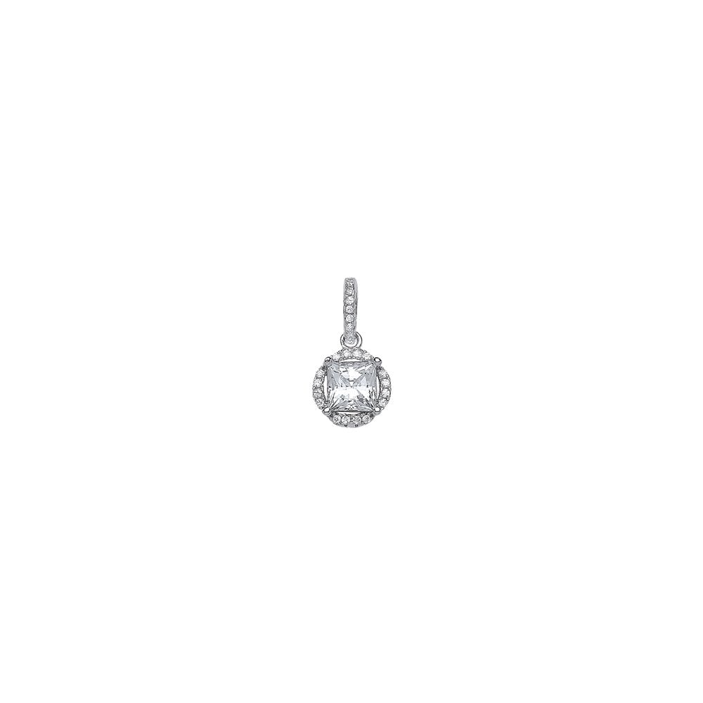925 Sterling Silver CZ Pave Round Fancy Pendant