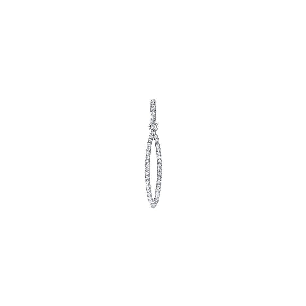 925 Sterling Silver CZ Pave Fancy Drop Pendant
