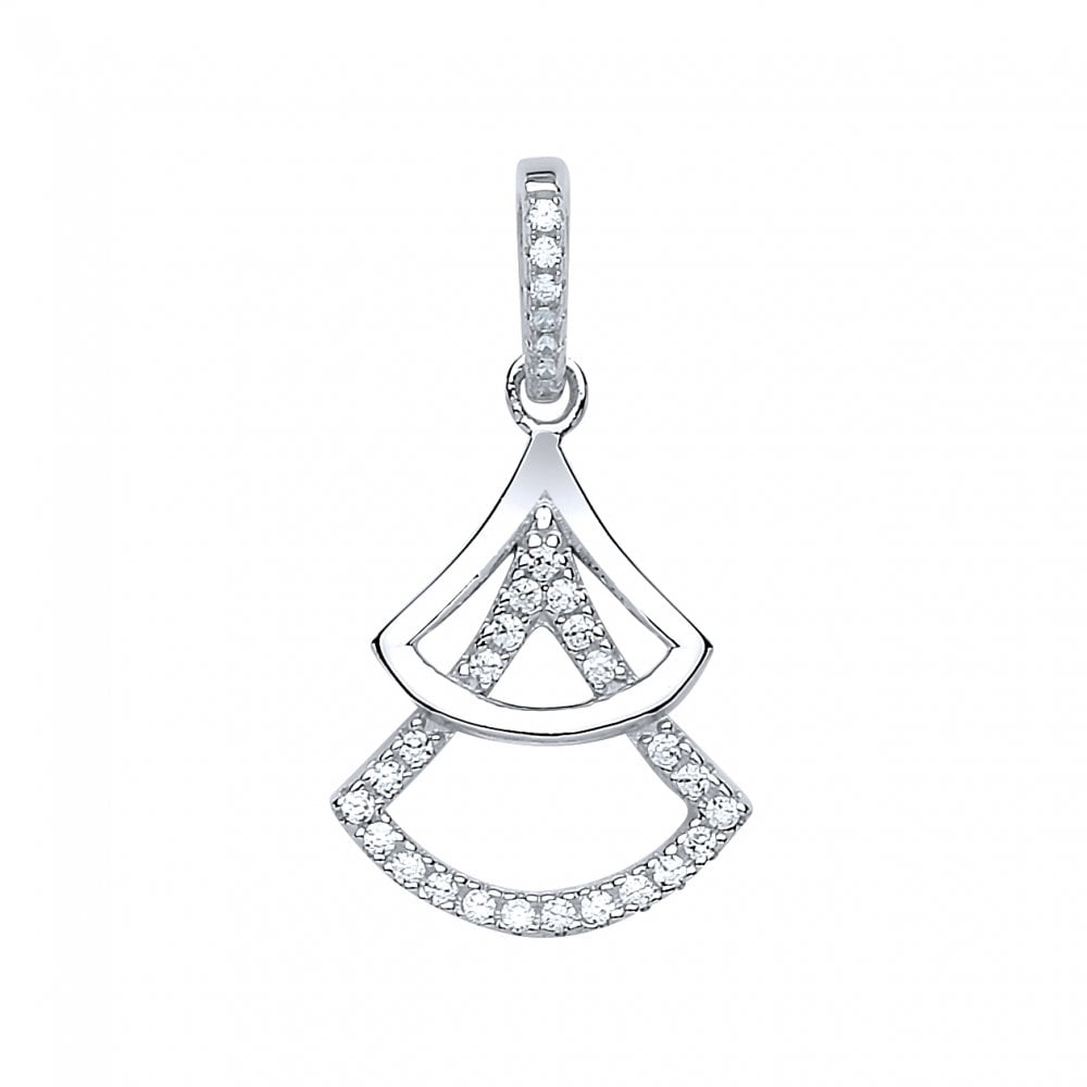 925 Sterling Silver CZ Fancy Drop Pendant