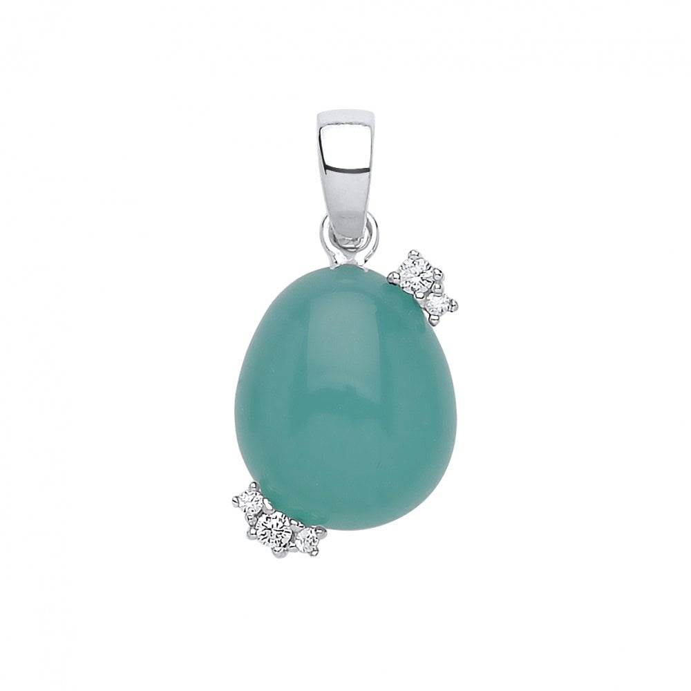 925 Sterling Silver CZ & Emerald Fancy Pendant