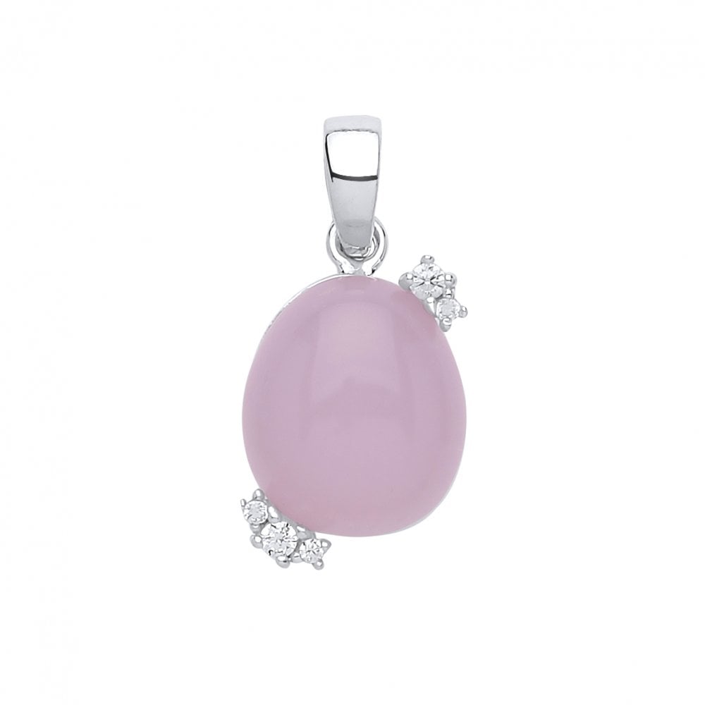 925 Sterling Silver CZ & Vintage Rose Stone Fancy Pendant