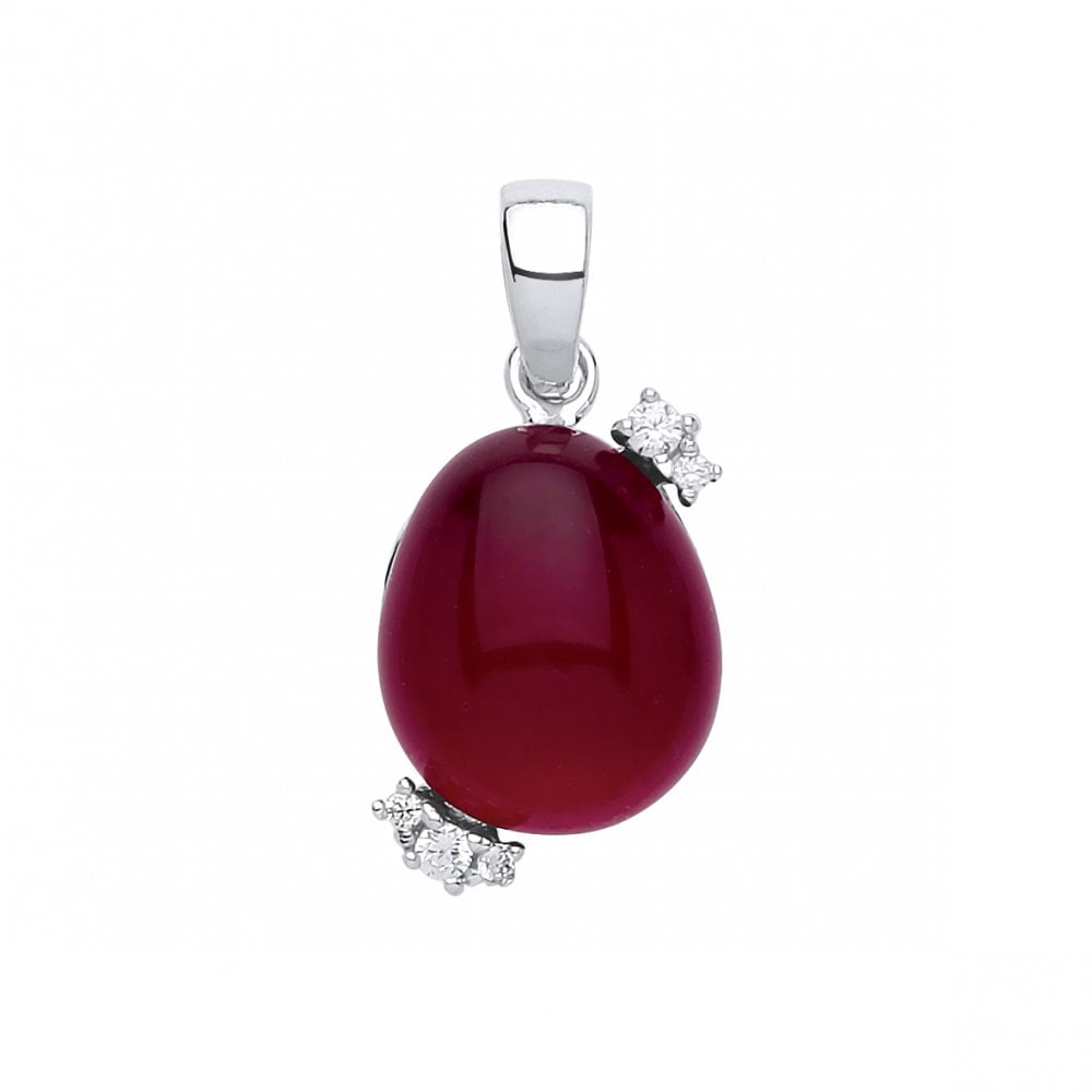 925 Sterling Silver CZ & Ruby Fancy Pendant