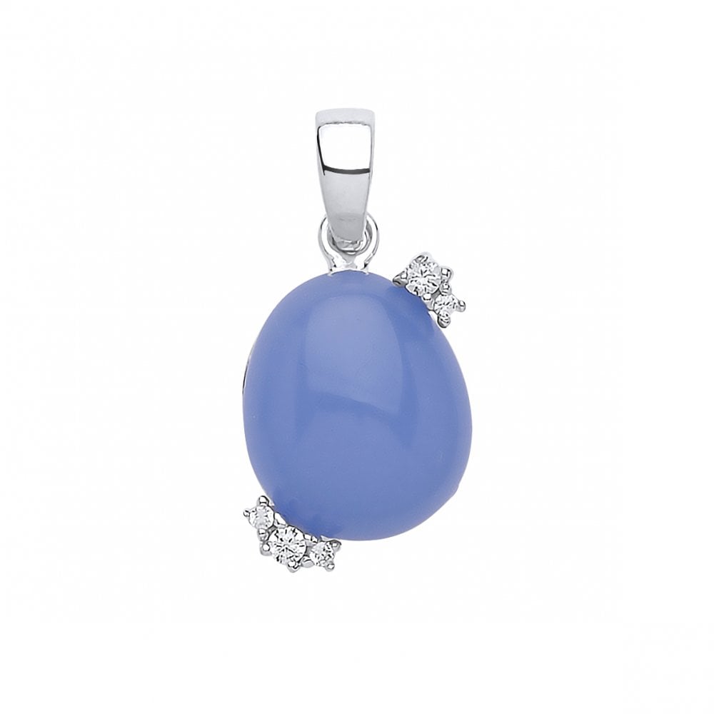 925 Sterling Silver CZ & Violet Stone Fancy Pendant