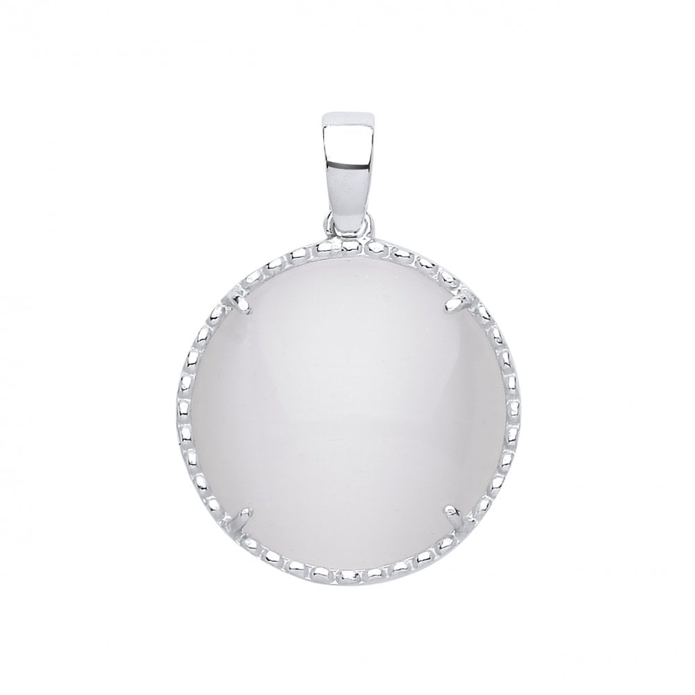 Silver White Opal Stone Fancy Round Pendant