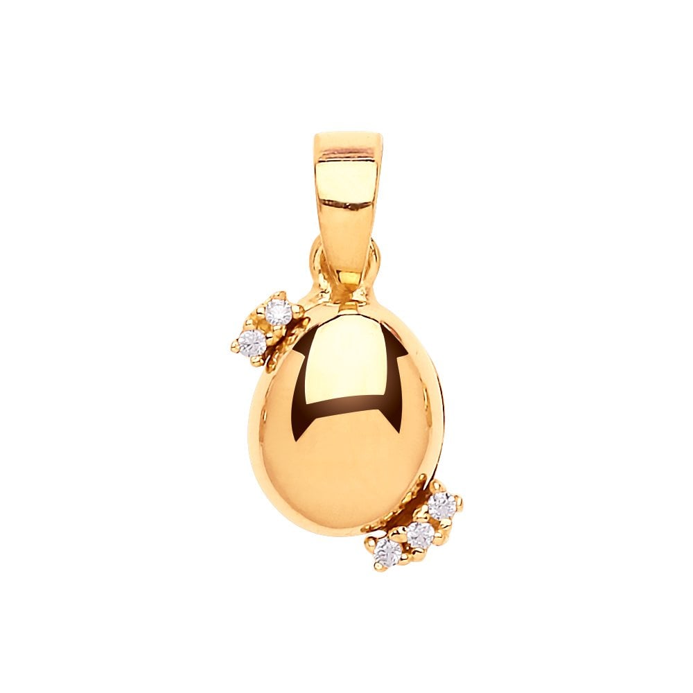 Gold Plated CZ Oval Polished Fancy Pendant