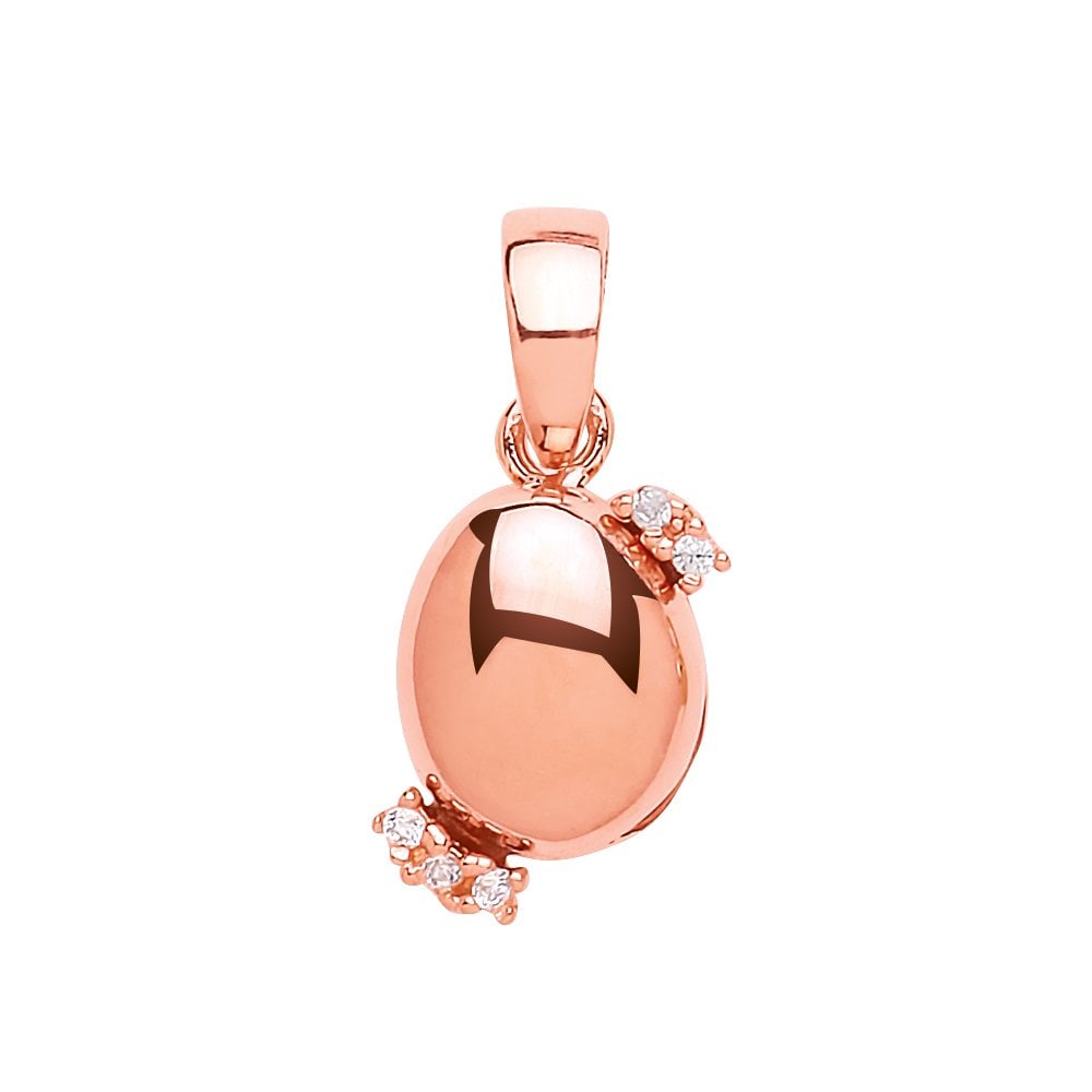Rose Gold Plated CZ Oval Polished Fancy Pendant