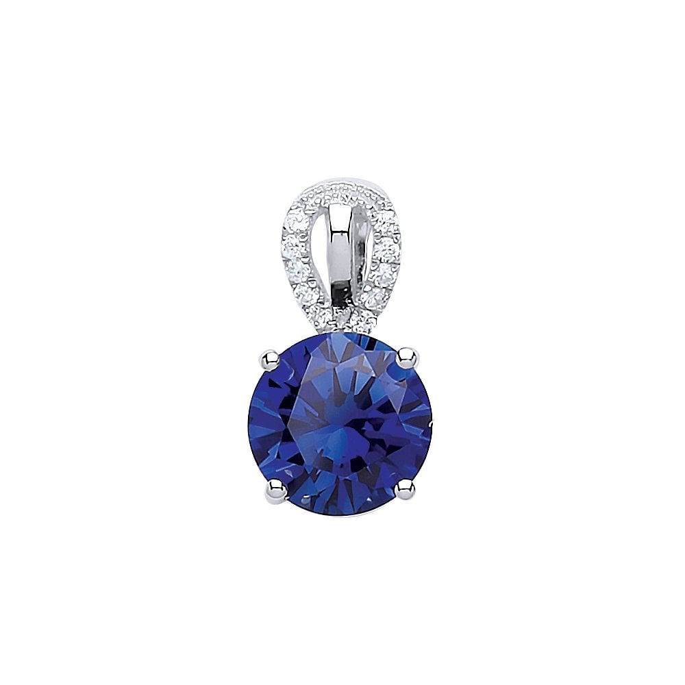 925 Sterling Silver CZ & Creative Sapphire and Micropavé Drop Pendant