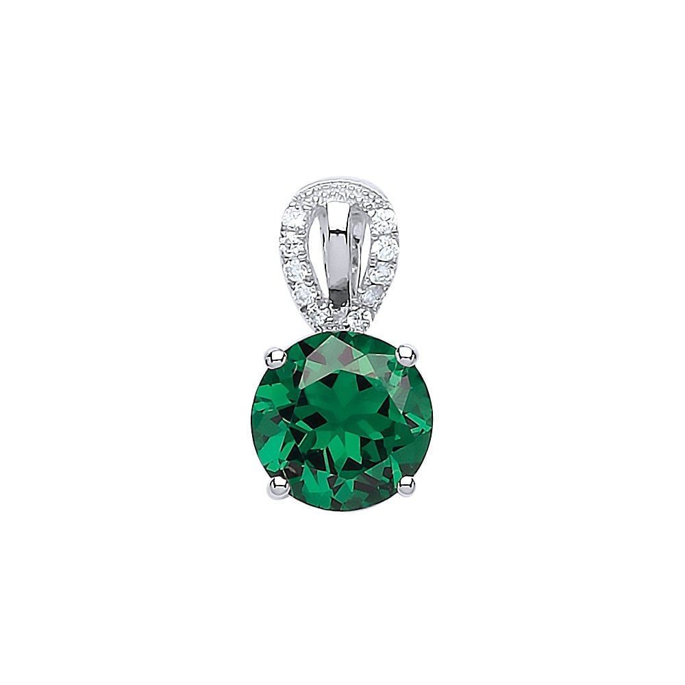 925 Sterling Silver CZ & Creative Emerald Micropavé Set Drop Pendant