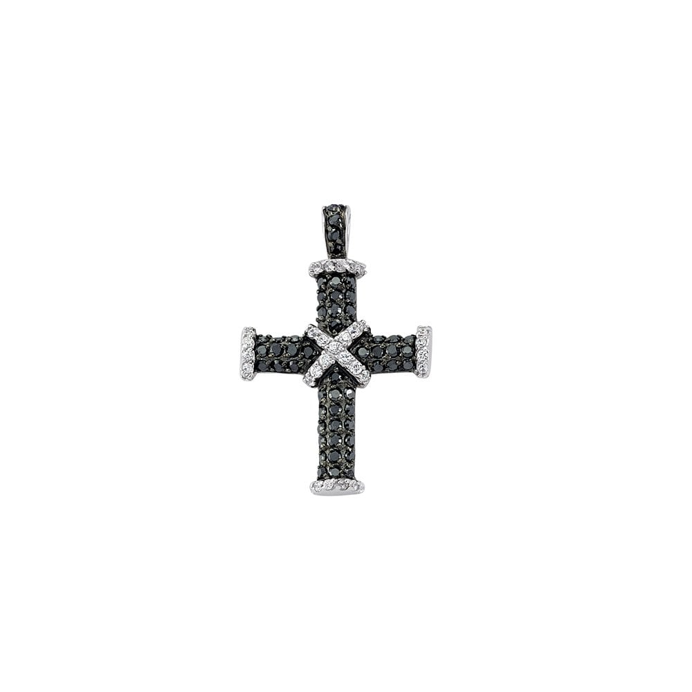 925 Sterling Silver Cubic Zirconia Black & White Cross