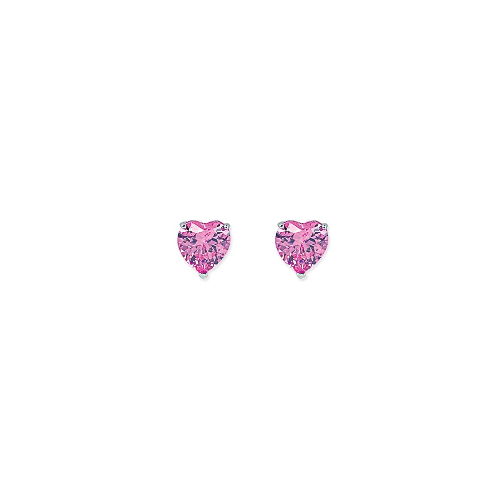 8mm Pink Heart Stud Earrings