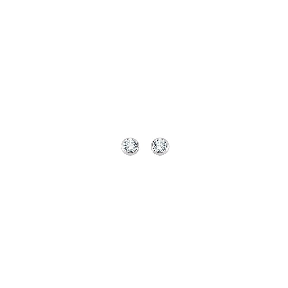 4mm CZ Rubover Round 925 Sterling Silver Stud Earrings (Pack of 5)
