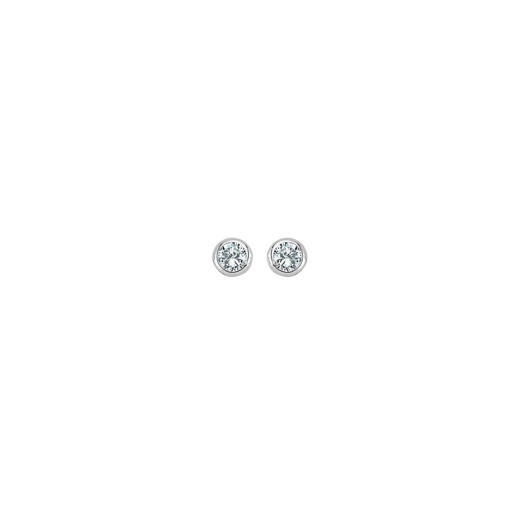5mm CZ Rubover Round 925 Sterling Silver Stud Earrings (Pack of 5)