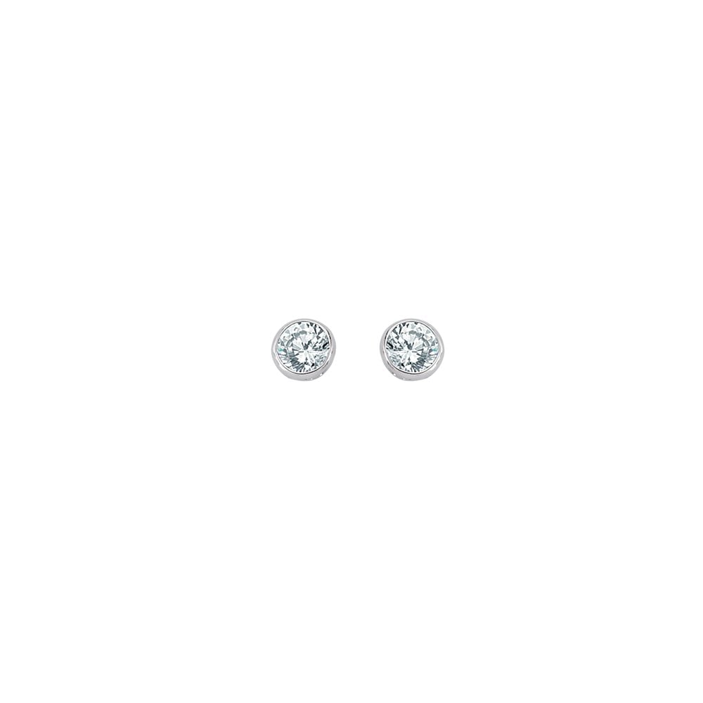 6mm CZ Rubover Round 925 Sterling Silver Stud Earrings (Pack of 5)