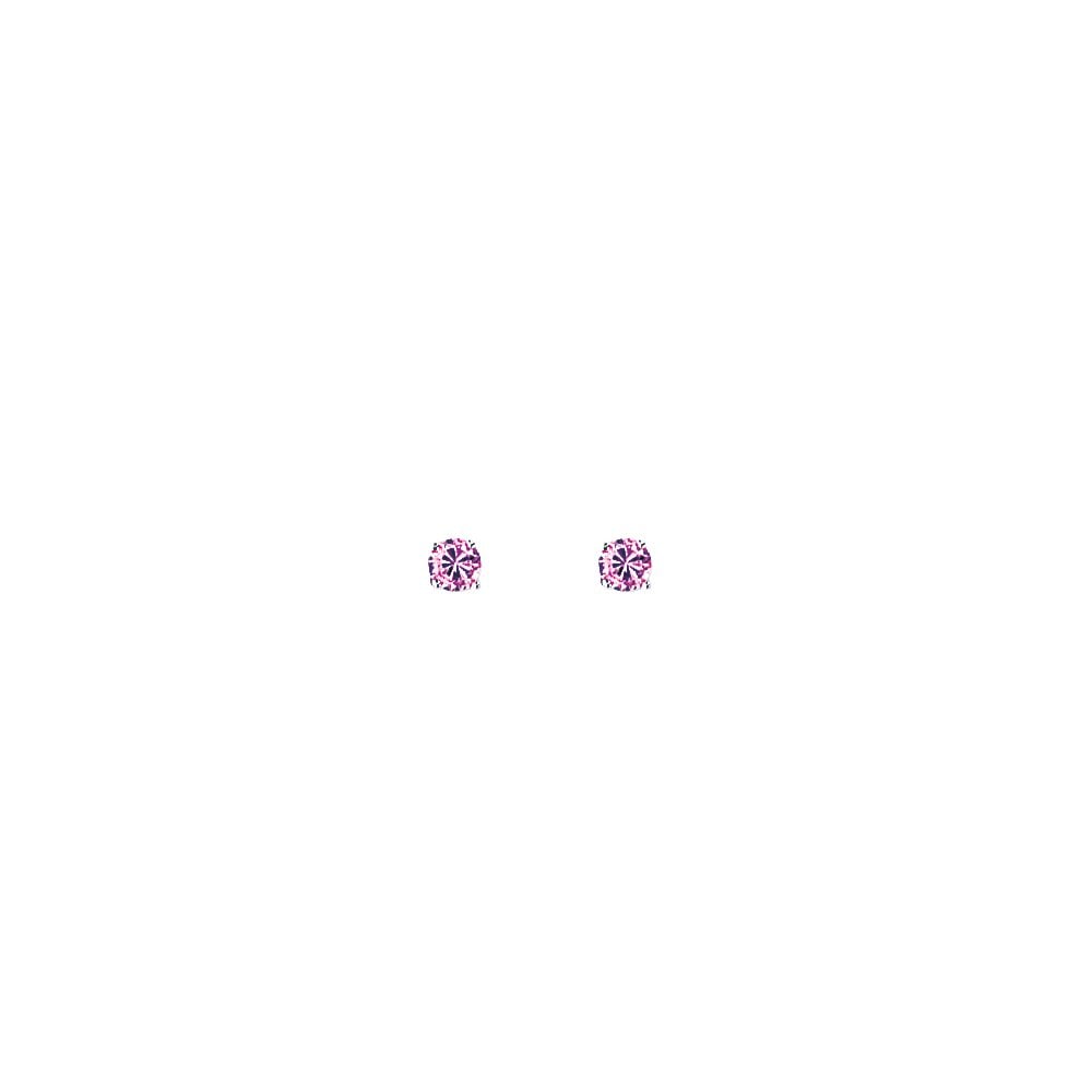 4mm Pink Round 925 Sterling Silver Stud Earrings (Pack of 5)