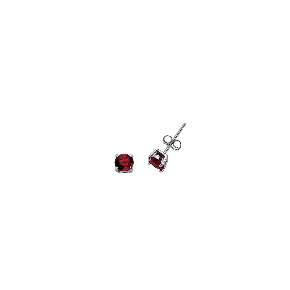 925 Sterling Silver Round Ruby Stud Earrings (Pack of 5)