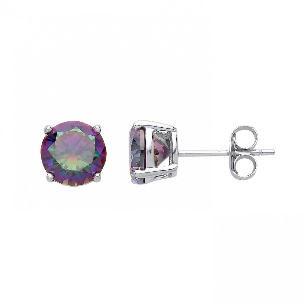 7mm Round 925 Sterling Silver Mystic Quartz Stud Earrings (Pack of 5)